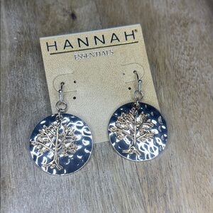 Family Tree Silver Gold Coin Hook Earrings